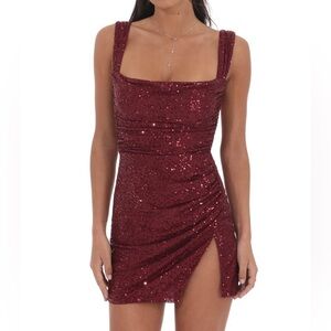 Lucy in the Sky Burgundy Sequin Mini Dress